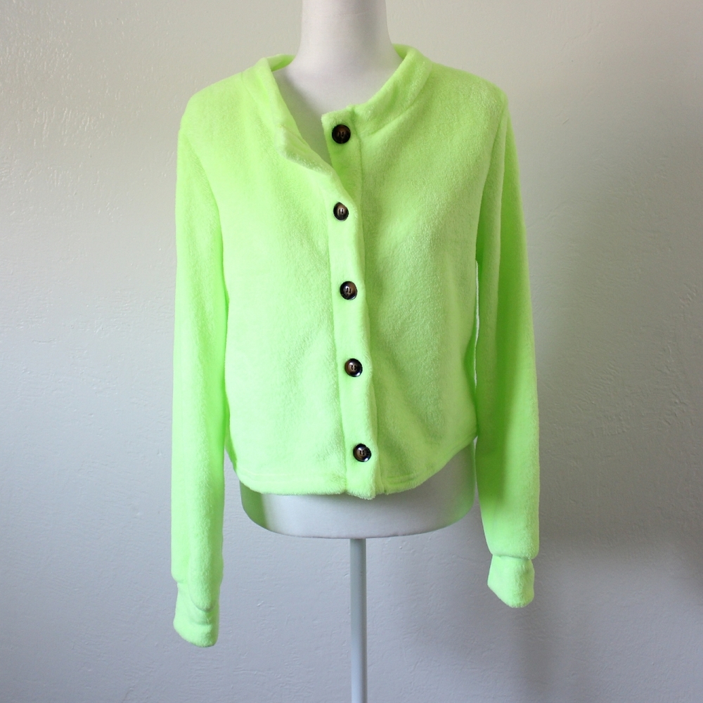 Neon Teddy Cardigan Top